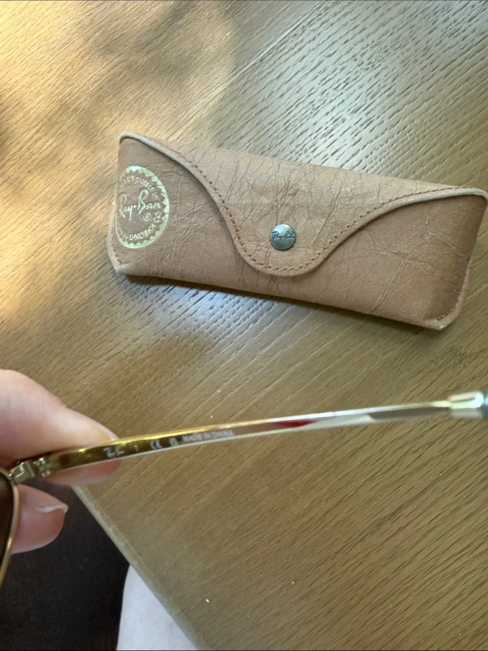 Ray-Ban Gold Frame Sunglasses with Olive Green Lenses
